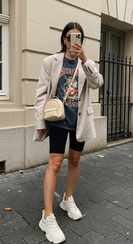 Oversized Graphic Tee and Bike Shorts