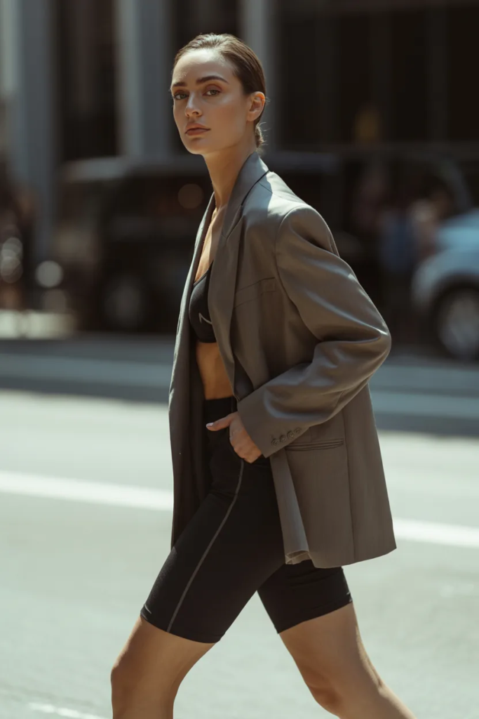 Oversized Blazer and Bike Shorts