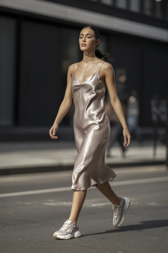 Slip Dress and Chunky Sneakers