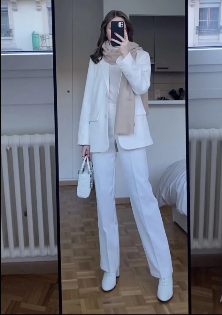 Crisp White Suit with Neutral Accessories
