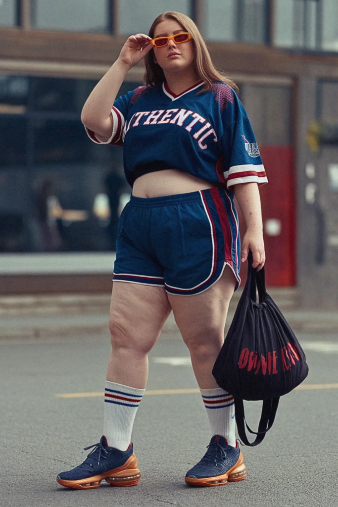 Plus Size Vintage Sports Streetwear Outfit