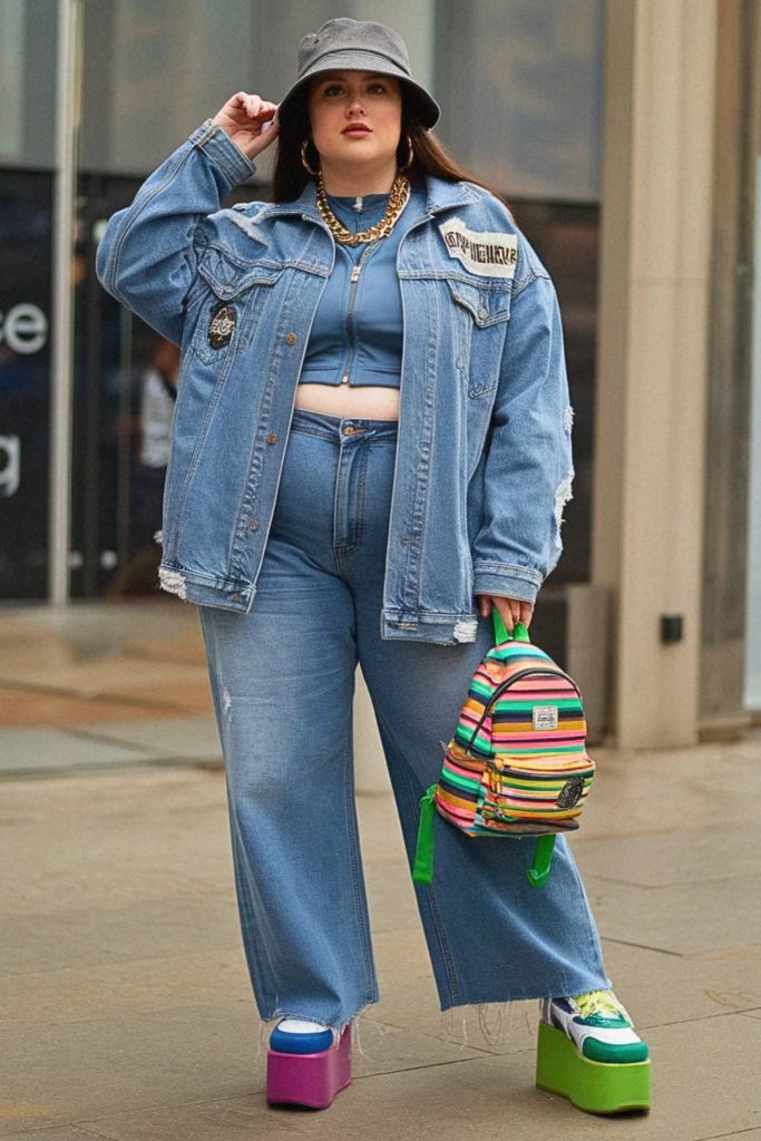  Plus Size 90s Hip Hop Streetwear Outfit