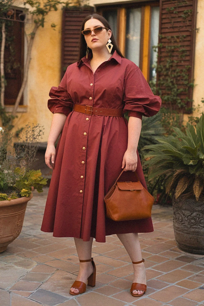 Plus Size Structured Shirt Dress Summer Outfit