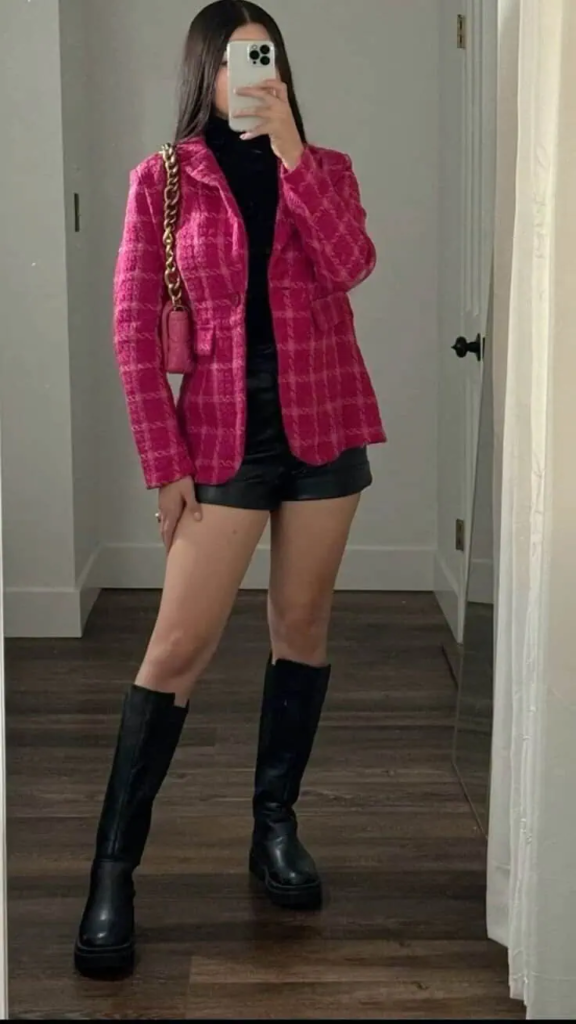 Magenta Statement Blazer with Black Base