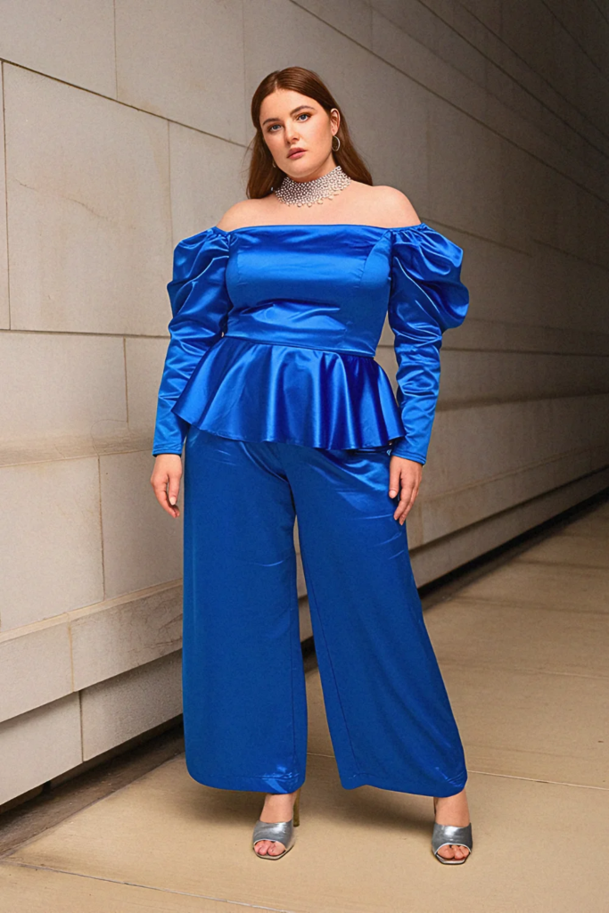 Plus Size Summer Coordinated Satin Set Party Outfit