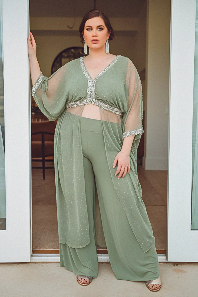 Plus Size Summer Embellished Caftan Party Outfit