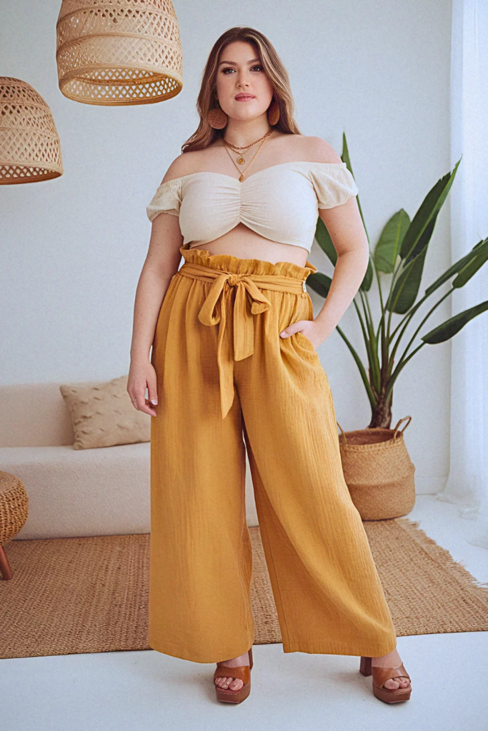 Plus Size Summer Paper-Bag Waist Coordinates Party Outfit