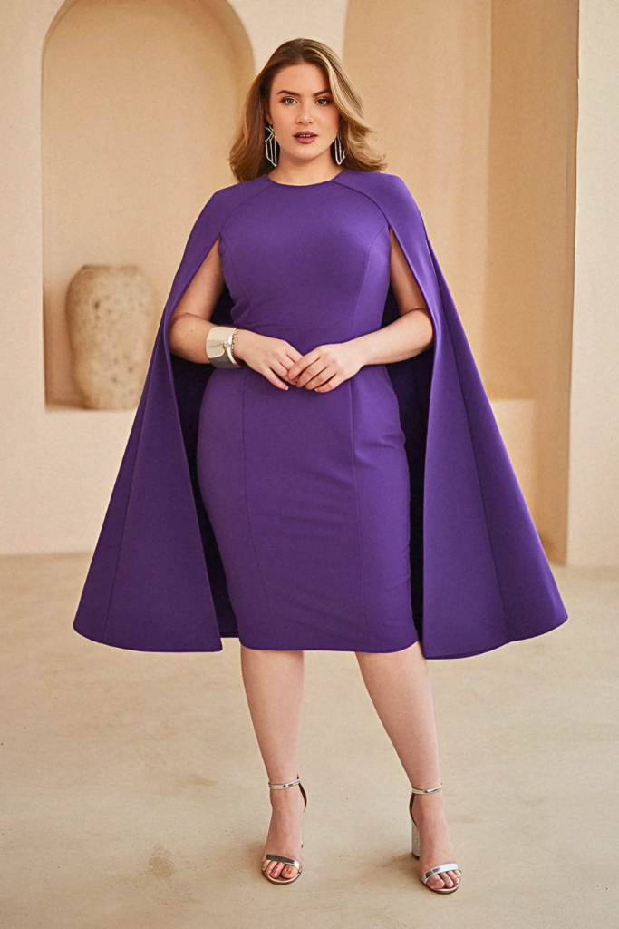 Plus Size Summer Convertible Cape-Dress Party Outfit