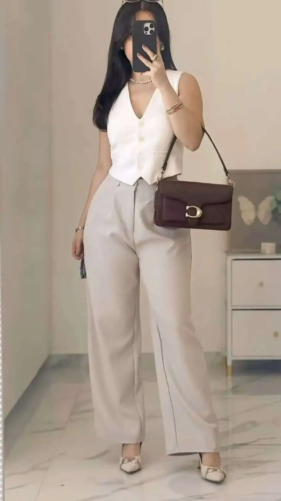 Cream Vest and Trousers Power Combo