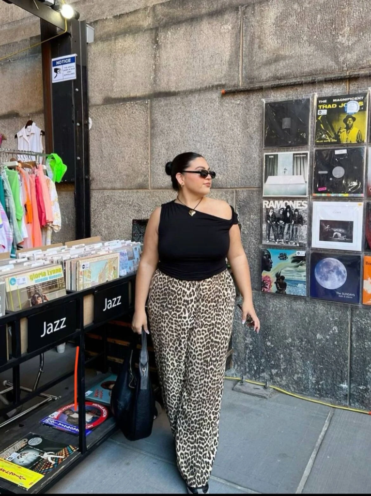 Off-Shoulder Top with Leopard Pants