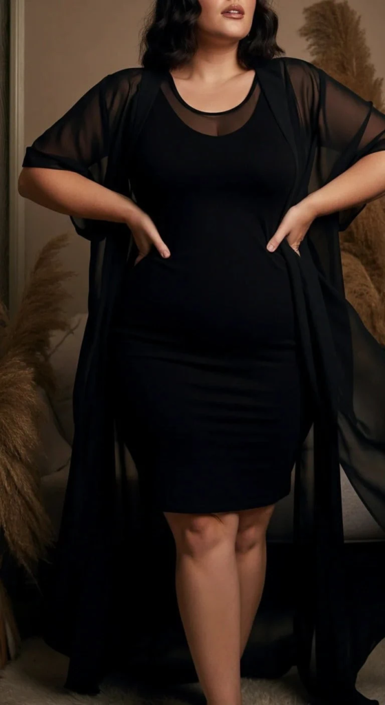 Bodycon Dress with Sheer Overlay