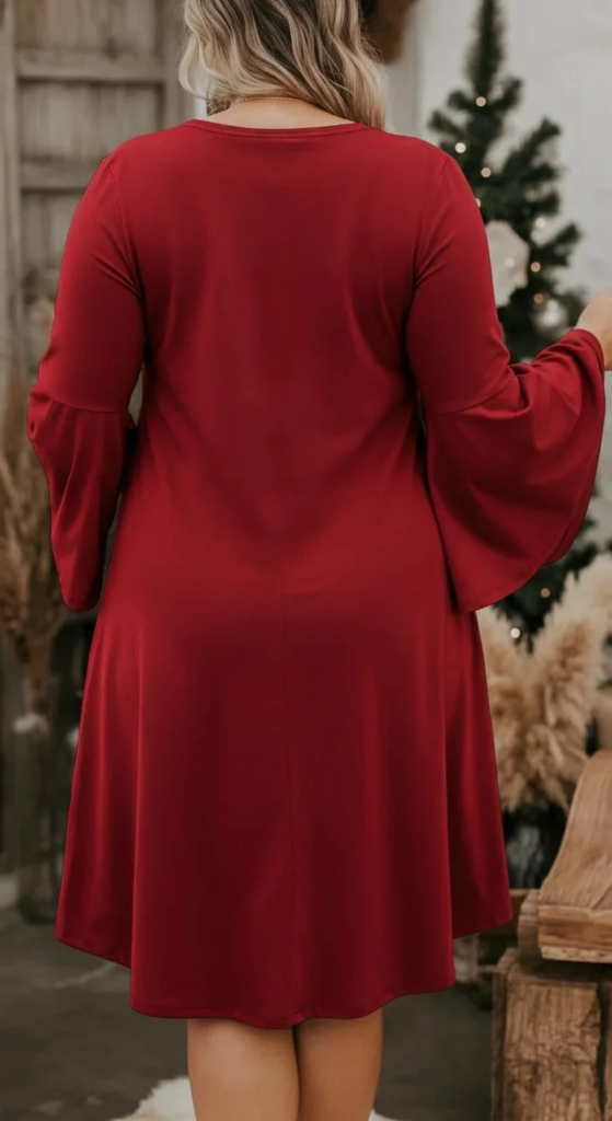 Fit-and-Flare Dress with Statement Sleeves