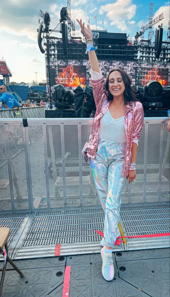 Pink Sequin Cardigan with Holographic Pants