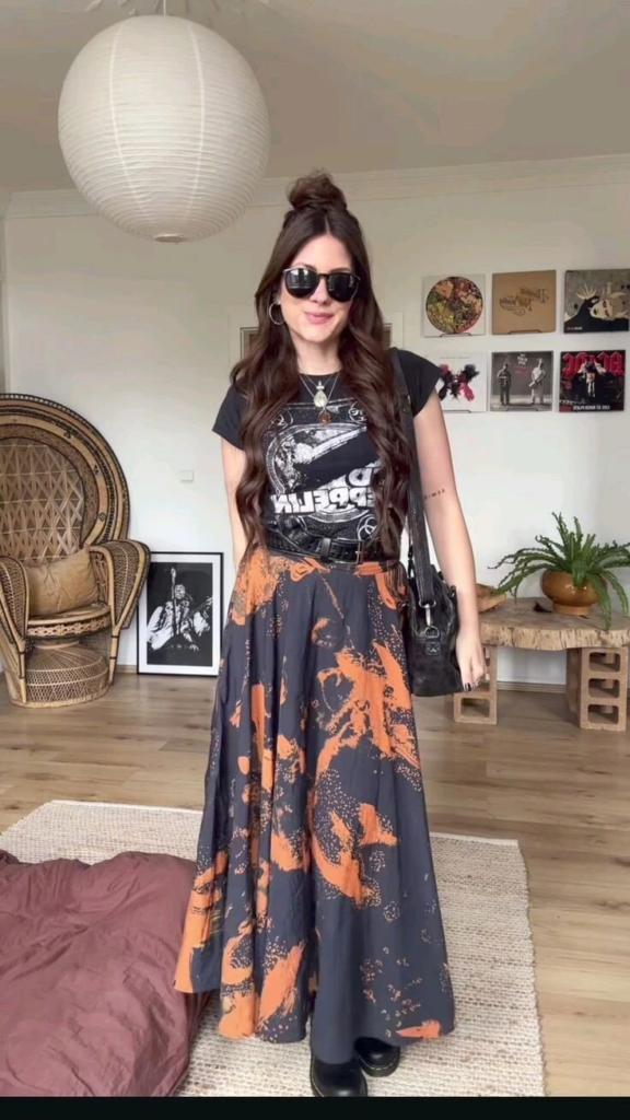 Graphic Tee with Maxi Skirt