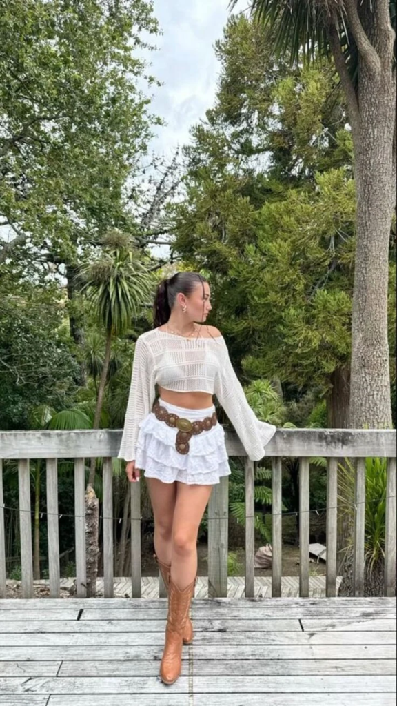 Boho Crop Top with Ruffle Shorts