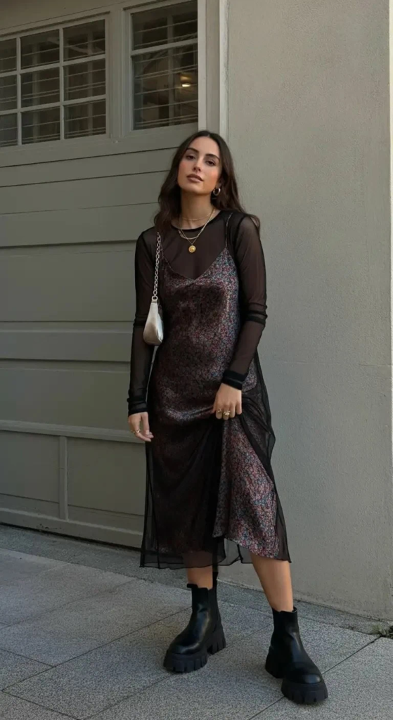 Mesh Overlay Dress