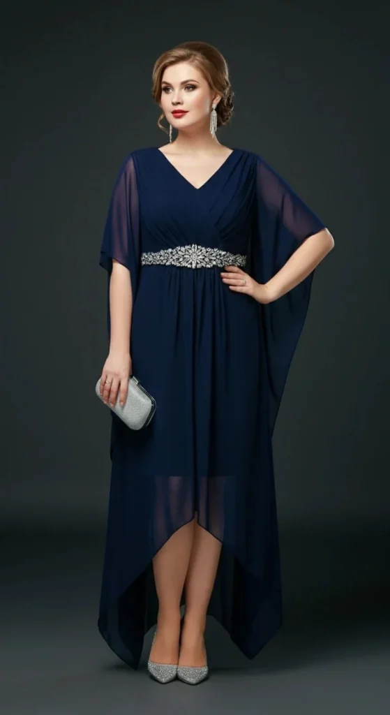 Asymmetrical Chiffon Overlay Dress