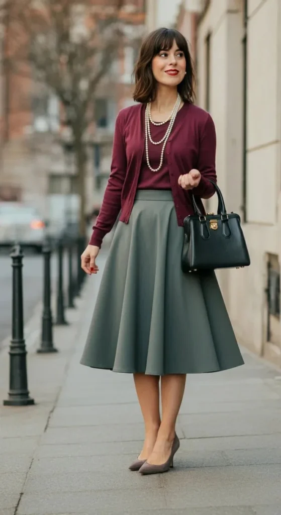 Circle Skirt and Cardigan Set