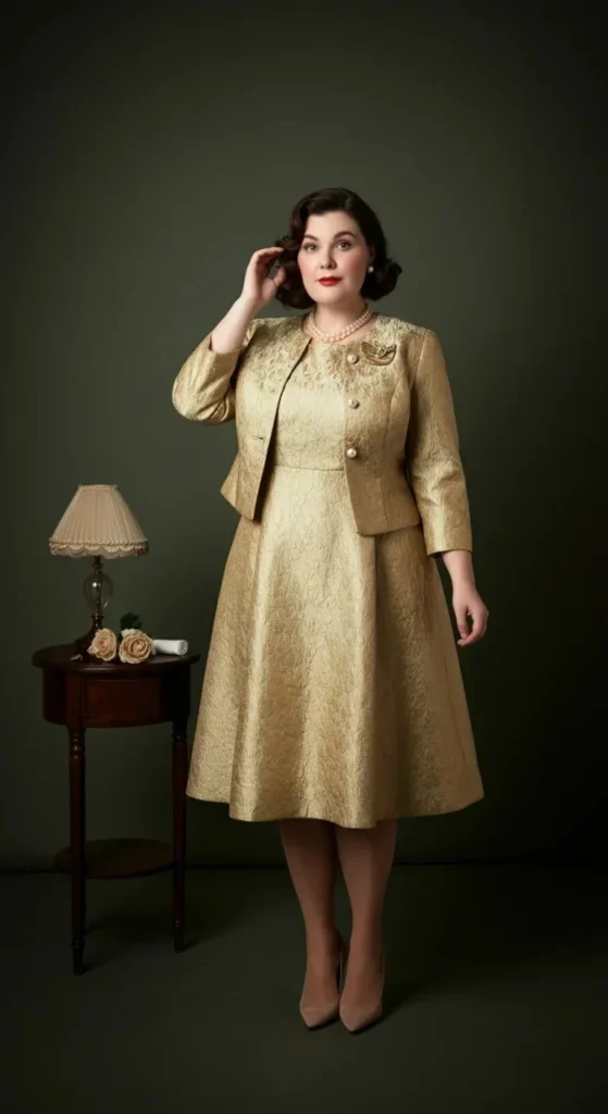 Brocade A-Line Dress with Jacket