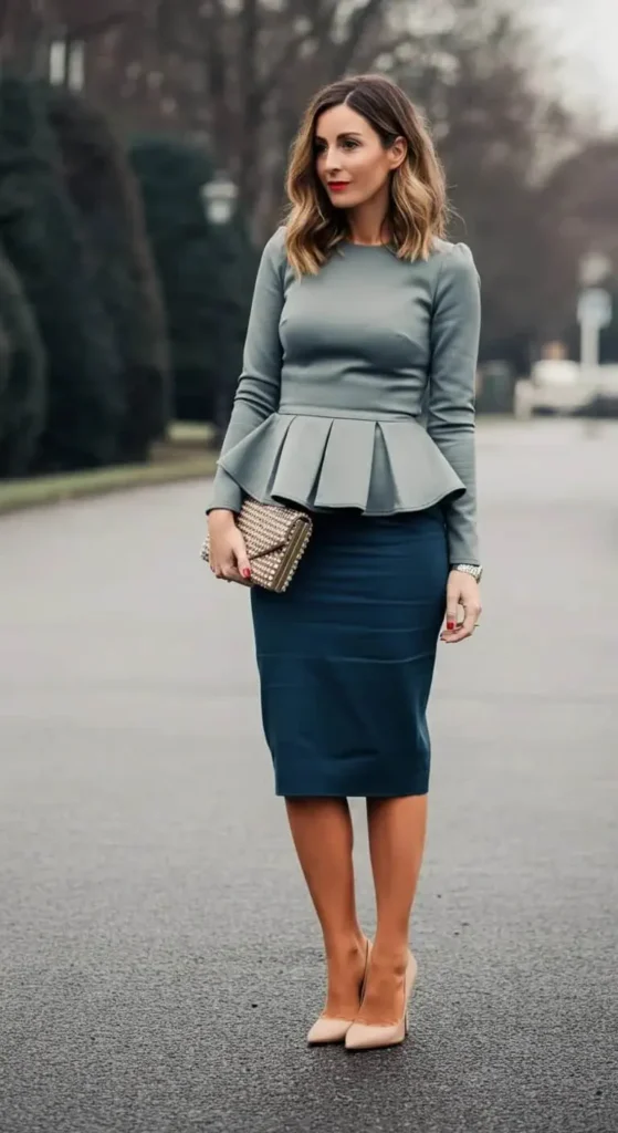 Pencil Skirt and Peplum Top Combination