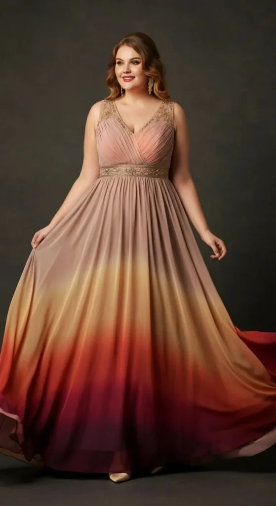 Ombré Chiffon Empire Waist Gown