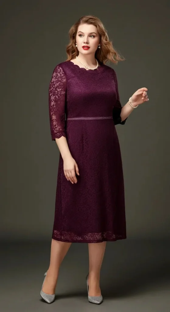 Lace and Crepe Column Dress