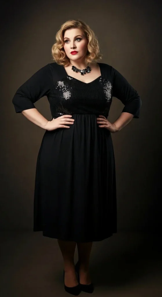 Sequin and Jersey Mix Dress