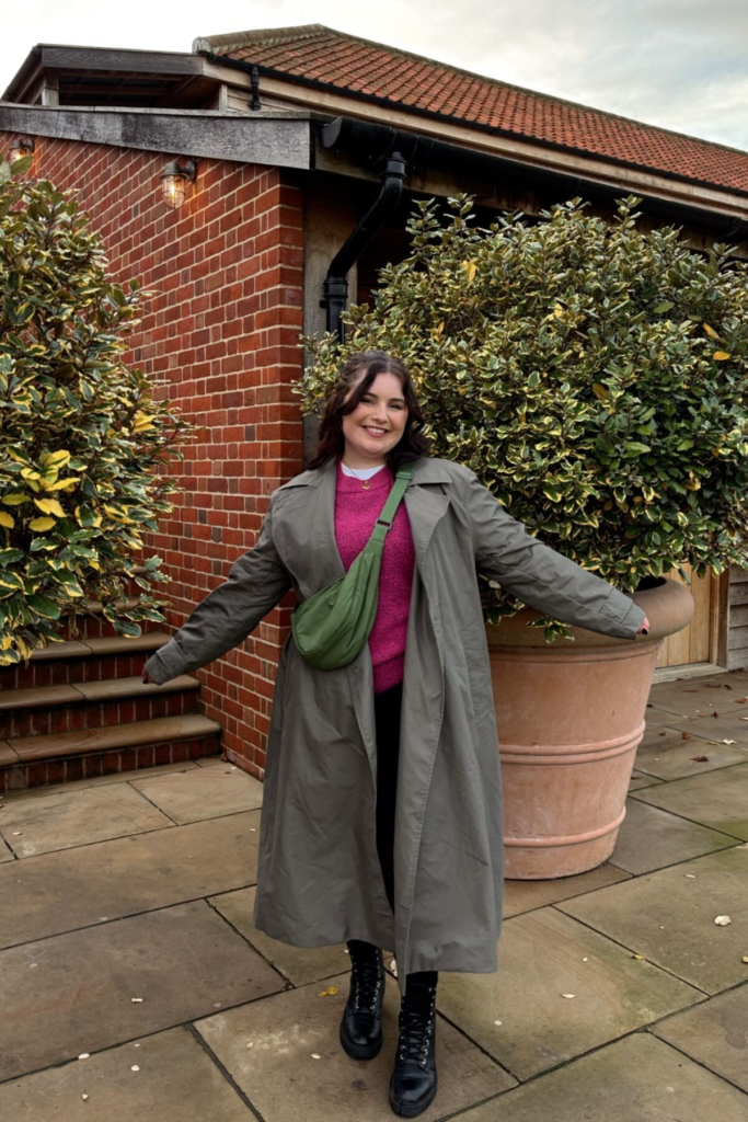 Oversized Trench Coat with Pop of Color