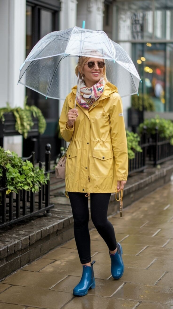 Sunny Yellow Raincoat and Blue Boots