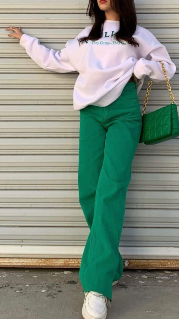Oversized Sweatshirt and Vibrant Trousers Combo