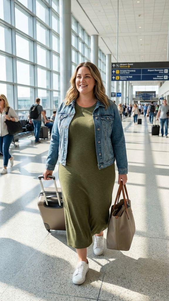  Maxi Dress + Denim Jacket