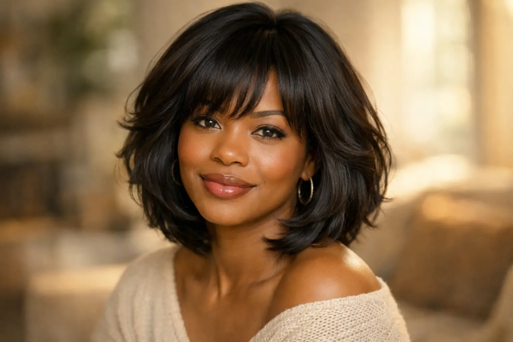 Layered Bob with Feathered Bangs