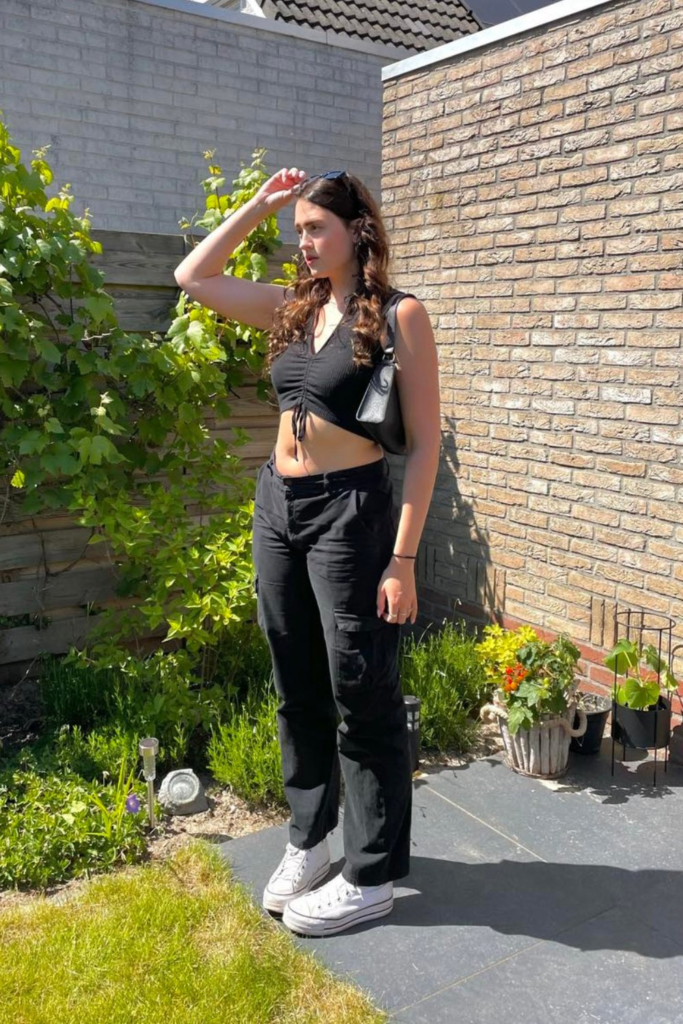 With a Ruched Crop Top