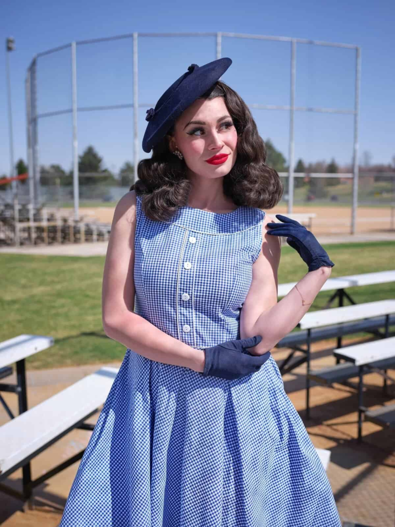 Classic Gingham Dress with Accessories