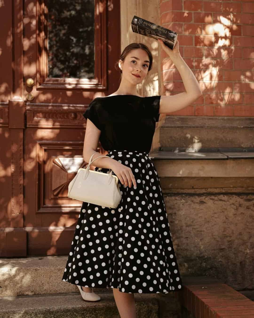 Classic Polka Dot Midi Skirt