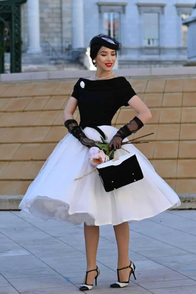 1950s-Inspired Black and White Ensemble