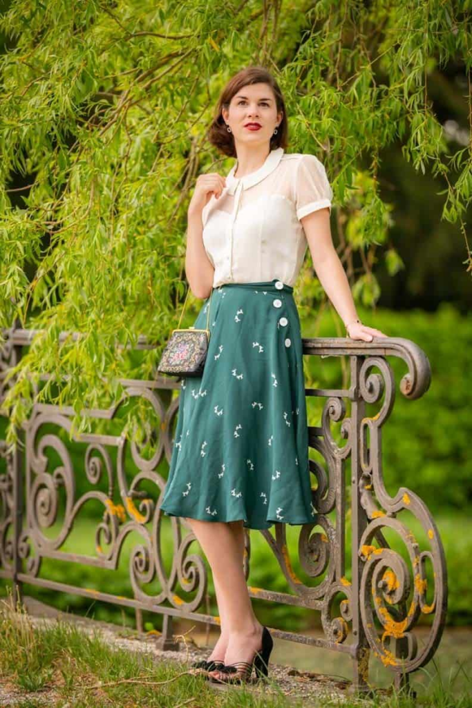 Classic Blouse and Printed Skirt Combo