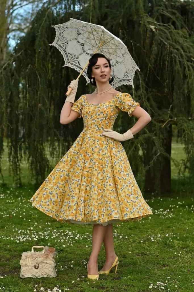 Floral Swing Dress with Parasol