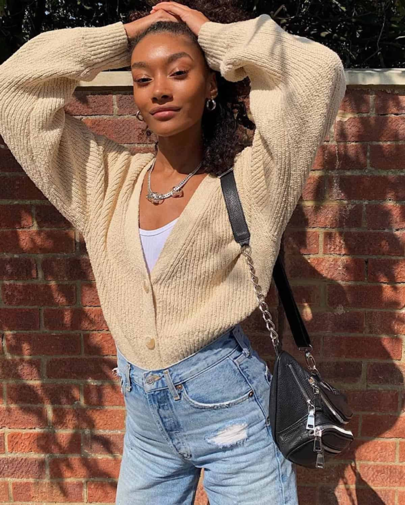 Cozy Cardigan and Distressed Jeans Combo