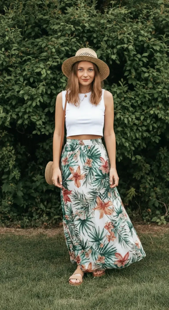 Cropped Tank and Printed Maxi