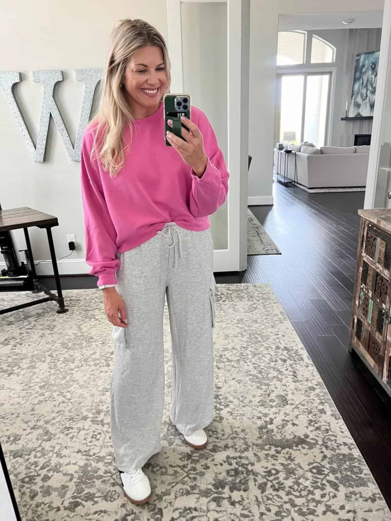 Bright Sweatshirt and Comfy Pants Combo