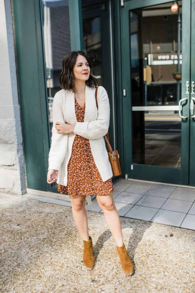 Floral Dress with Cozy Cardigan
