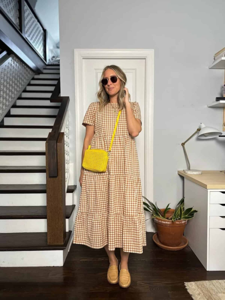 Gingham Maxi with Vibrant Accents
