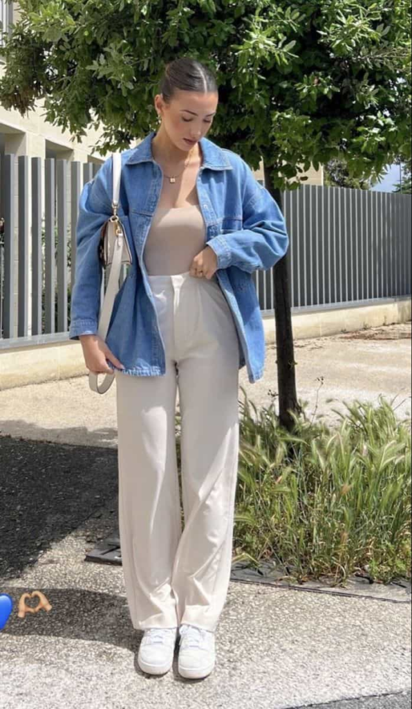 Oversized Denim and Neutral Chic