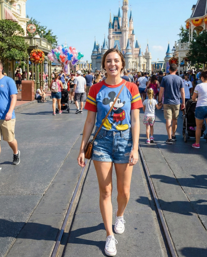 Graphic Disney Tee with Denim Shorts