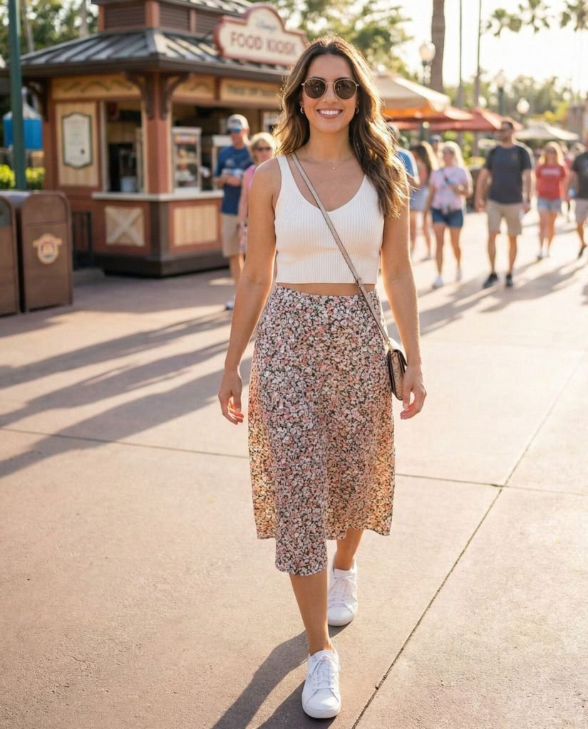 Crop Top with High-Waisted Skirt