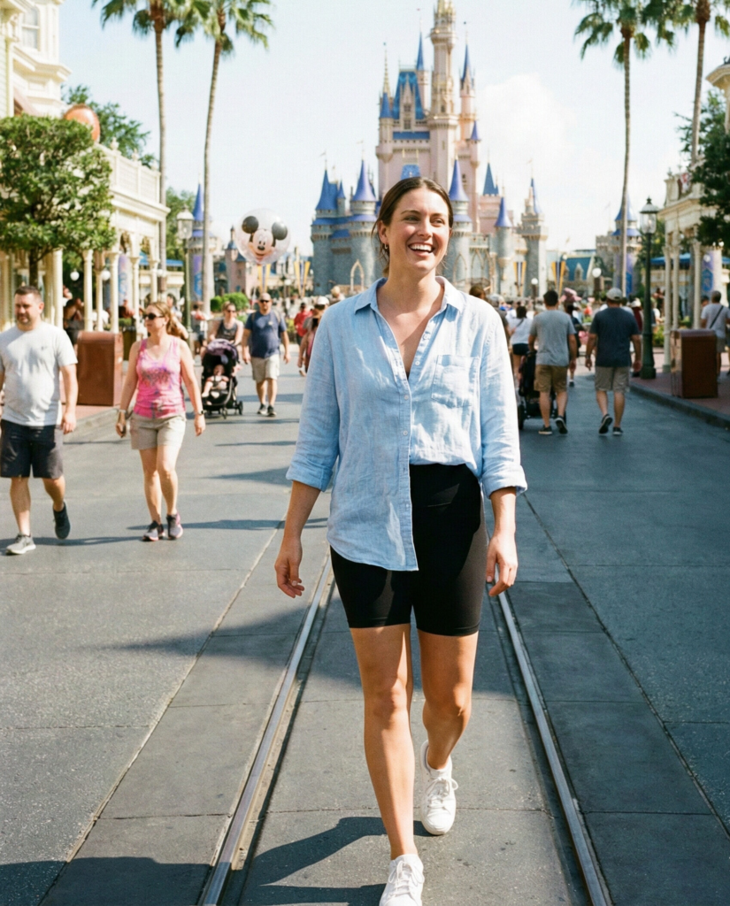 Button-Down Shirt with Bike Shorts