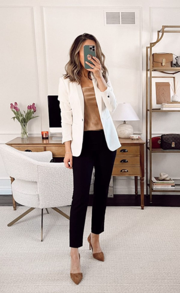 Crisp White Blazer and Neutrals