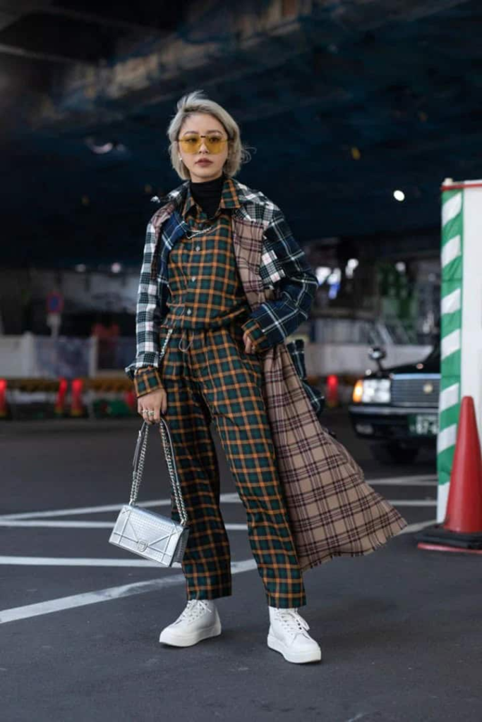 Mixed Plaid Layers for Urban Chic
