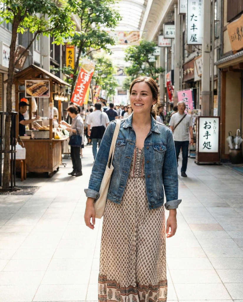 Denim Jacket with Cotton Maxi Dress